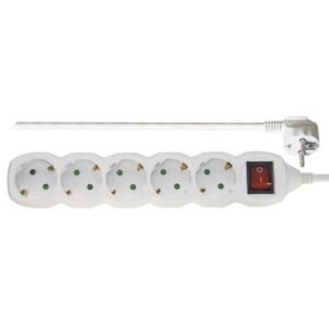 1.5 metrų prailgintuvas su penkiais lizdais su jungikliu